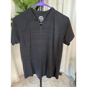 Slazenger Golf Womens Medium Black Quarter Zip Short Sleeve Space Dye Polo Shirt